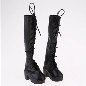 Doll Shoes Black Lace Up Boots for 1/3 BJD